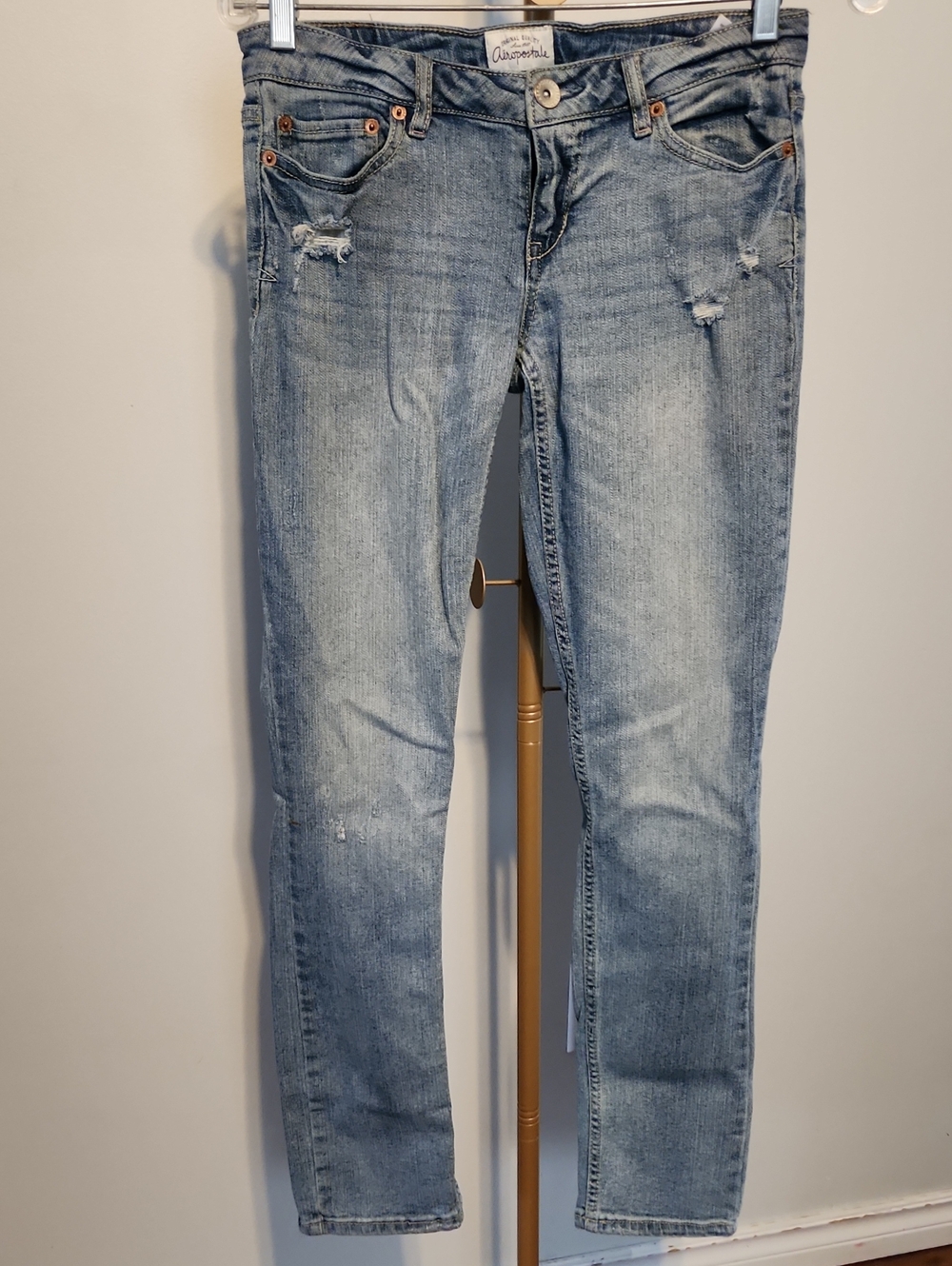 Aeropostale Light Blue Skinny Jeans with Distressed Detail